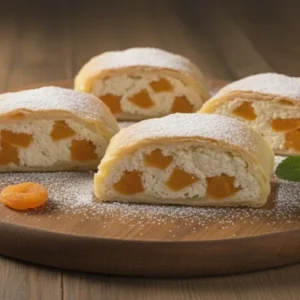 Tvarohovo-broskyňová 1,800g (celá noha ,štrúdla s lístkového cesta)